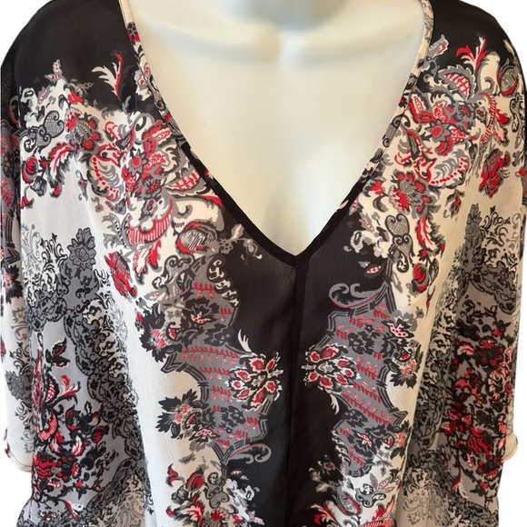 Lane Bryant Floral Batwing V Neck Blouse Tunic Size 18/20 2X Top Boho Casual - Picture 2 of 5